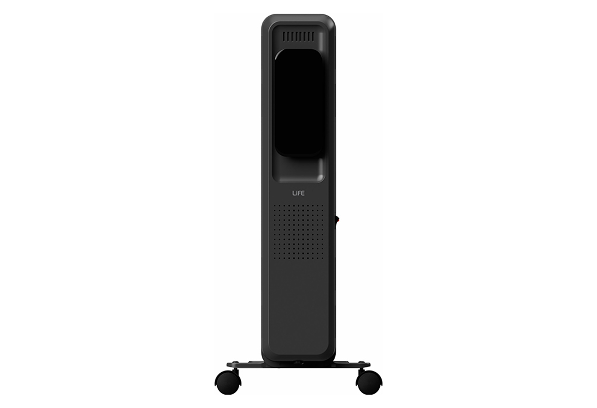 Στην εικόνα απεικονίζονται τα ροδάκια και η λαβή του καλοριφέρ